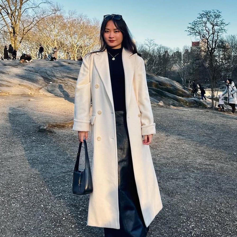 Ralph lauren white wool double breasted long coat